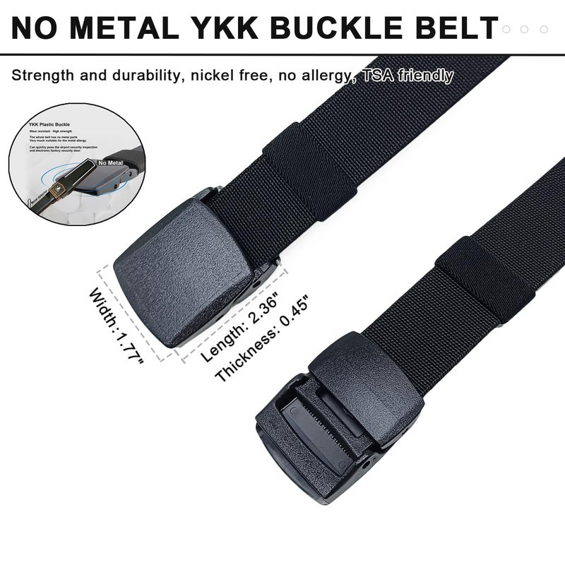 HOANAN 2-Pack Elastic Stretch Belt, Menâ€™s All Size No Metal Nylon Tactical Hiking Belt (Fit up to 42", Blackdarkgrey) - Image 4